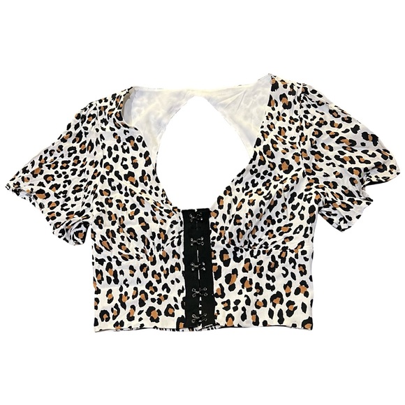Cheetah Print Corset Crop Top - Picture 1 of 3